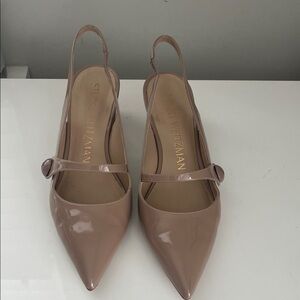 Stuart Weitzman Nude Patent Slingback Pumps